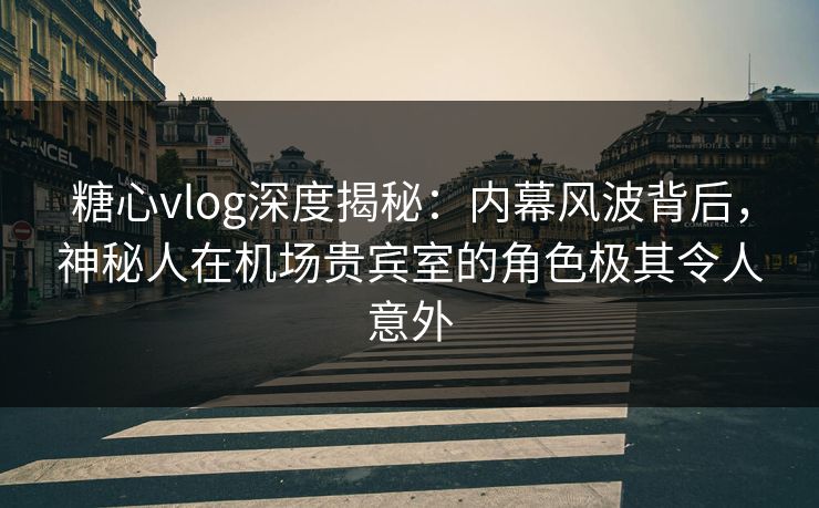 糖心vlog深度揭秘：内幕风波背后，神秘人在机场贵宾室的角色极其令人意外